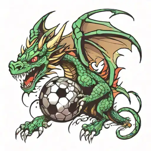 Dragon Spitting Out A Soccer Ball