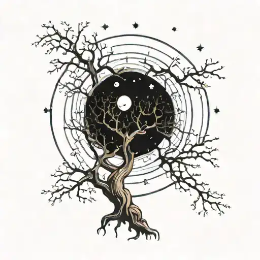 Moon And Tree With Stars