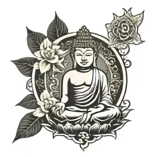 Buddha Tattoo With Buddha Vandana Mantra Written