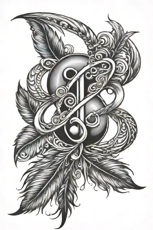 Infinity Symbol Incorporated With Feather And Moon