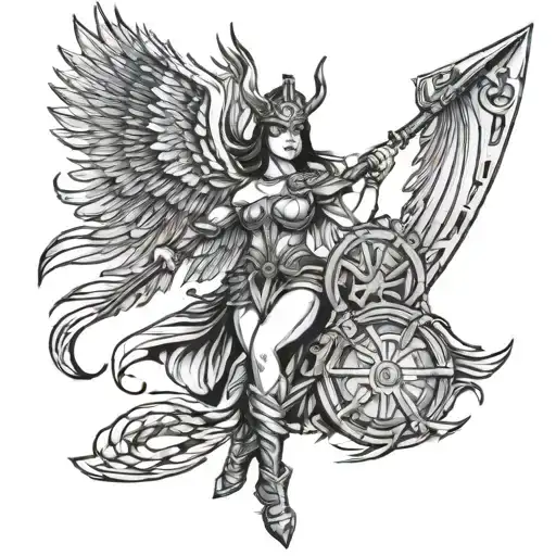 Valkyrie With Spear And Shield