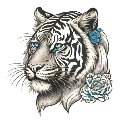 Tiger With Blue Eyes On Forearm