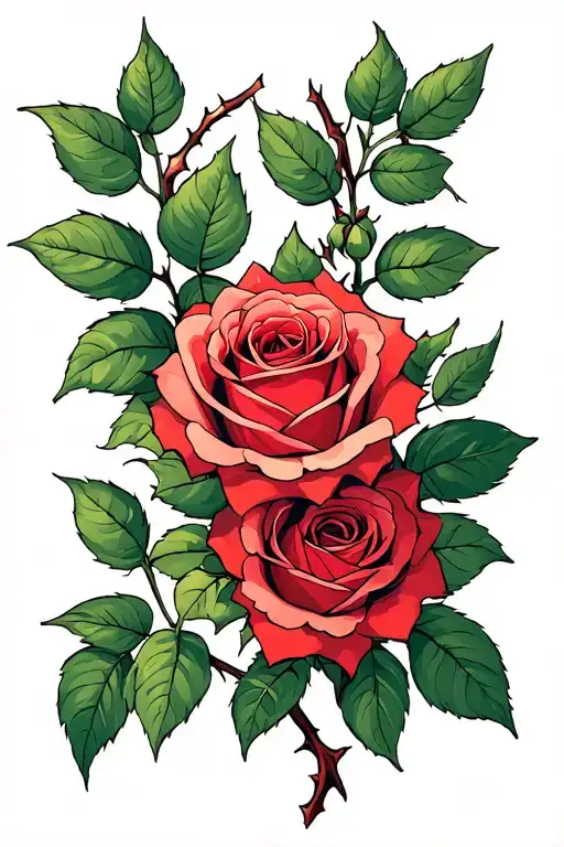Roses And Thorns On A Vine