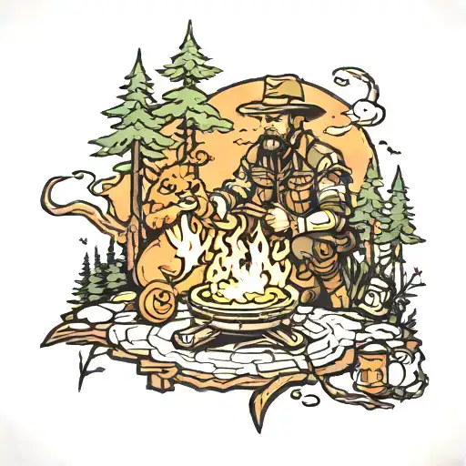 Forest Campfire Ranger Shadow