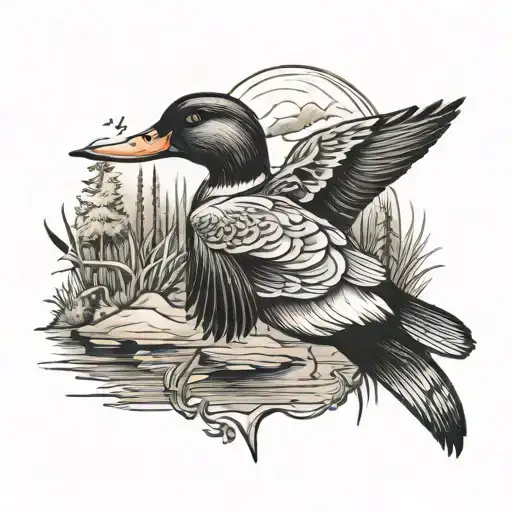 Duck Hunting Tattoo Design