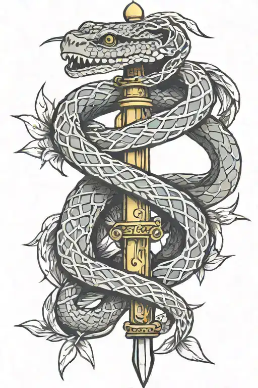 Two Snakes Wrapped Around A Sword