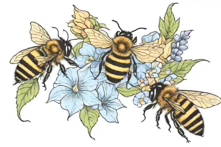 Bee And Morning Glories