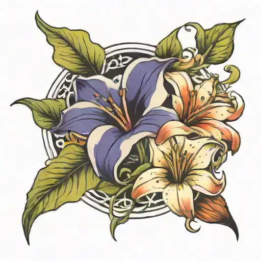 Morning Glory And Lily Flower