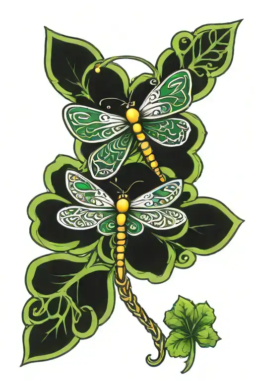 Celtic Clover With Dragonfly