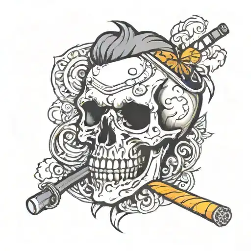 A Skull With A Cigarette