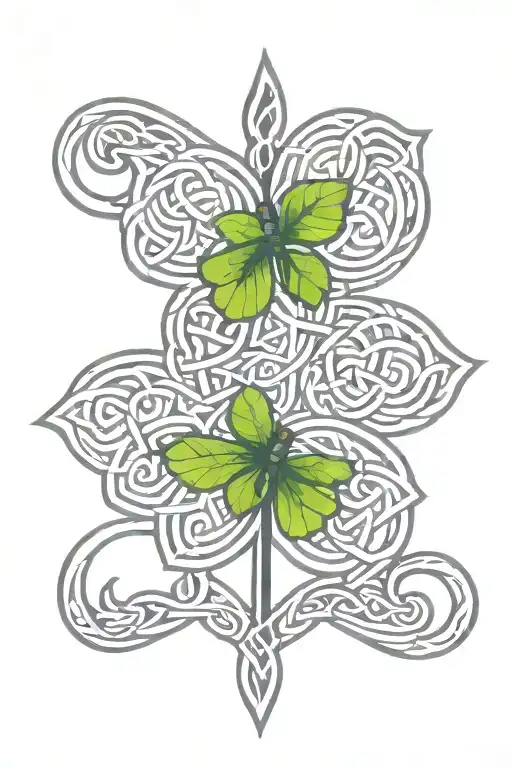 Celtic Knot 3 Leaf Clover With Dragonfly Perched