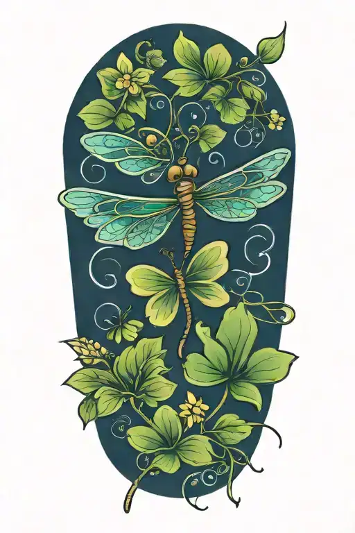 Memorial Tattoo For Dad With Dragonfly And 3 Leaf Clover