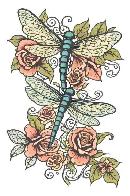 Memorial Tattoo For Dad With Dragonfly And 3 Leaf Intertwined