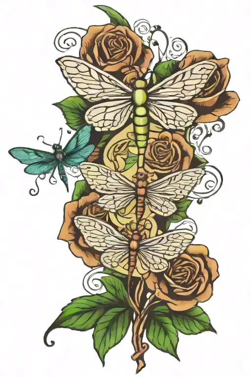 Memorial Tattoo For Dad With Dragonfly And 3 Leaf Clover Intertwined