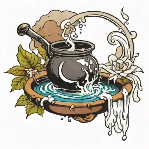 Pot Dropping Water And Moon