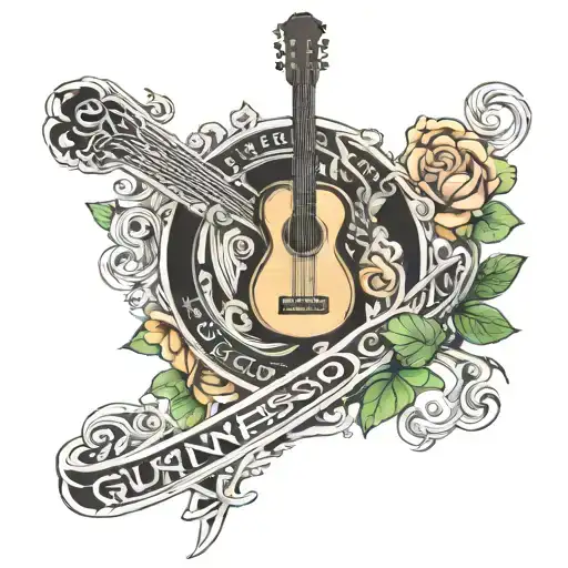 Ireland Outline And Guinness Harp Guitar