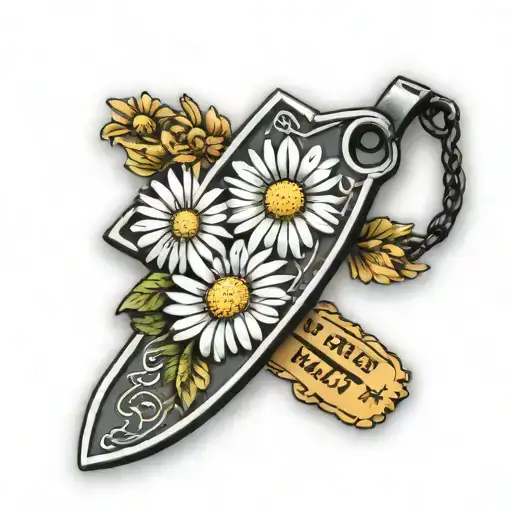 Daisy Flowers With A Dog Tag That Has The Words The Night We Met Inscribed On It