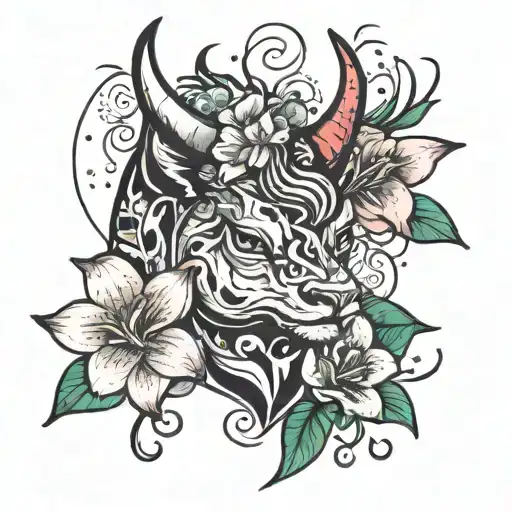 Taurus With Rooster And Rain Lily Flower