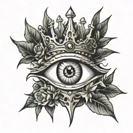 Eye With Thorns Crown And A Cross