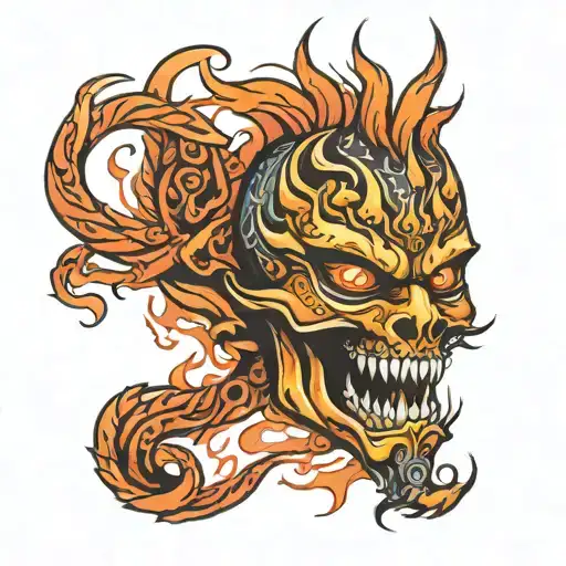 Maske Ball Of Fire As Tattoo Design