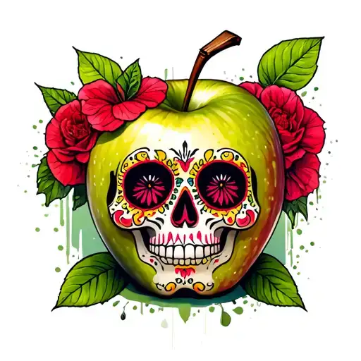 Granny Smith Apple Wearing Sugar Skull
