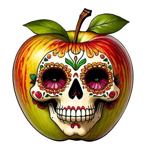 Granny Smith Apple Wearing Sugar Skull