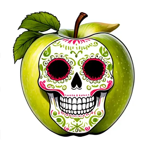 Granny Smith Apple Wearing Sugar Skull