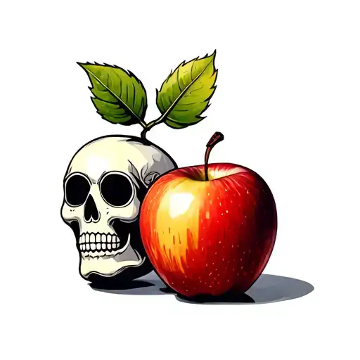 Sugar Skull Next To A Granny Smith Apple