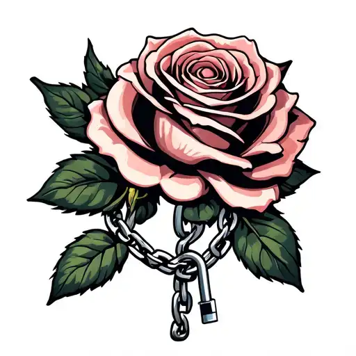 Rose With Chain Around It And Padlock