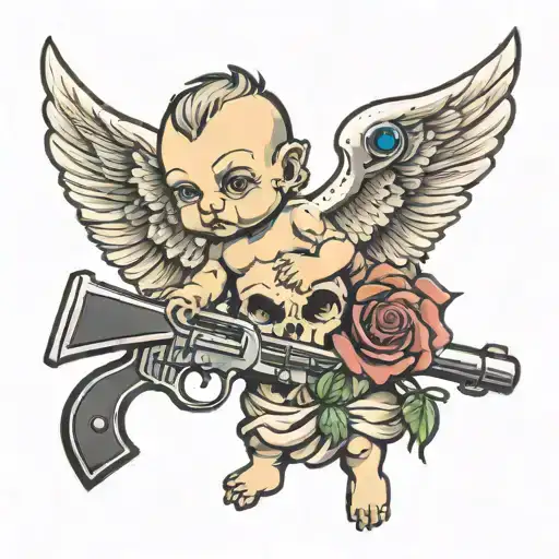 Cherub With Gun And Semi Colon Incorporated
