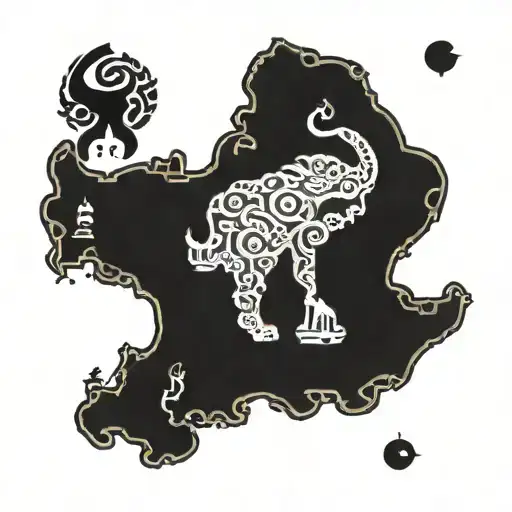 Nepal India Sri Lanka Map Animal Spiritual Symbol Travelling Journey