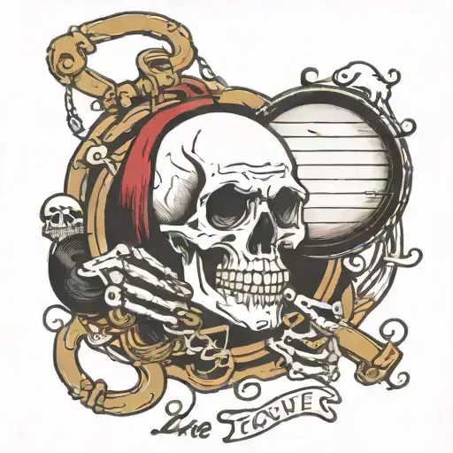 Skull Hold Tambourine And Write Live Forever