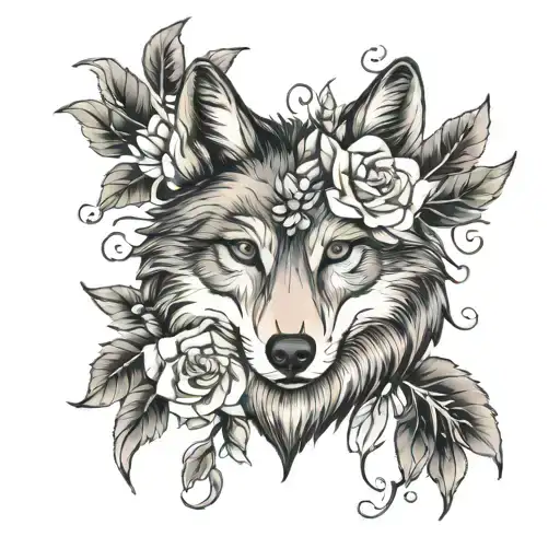 Wolf Flowers Feminine