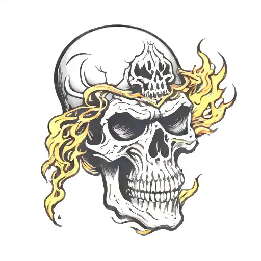 A Combination Of The The Punisher Skull Symbol And Ghost Rider Flaming Skull