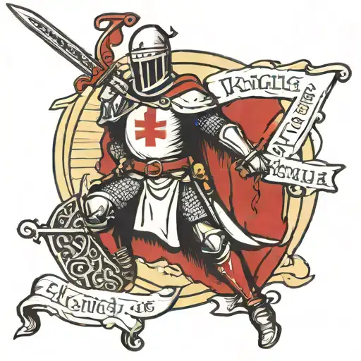 Knights Templar With Sword And Writing Saying He Who Kneels Before God Can Stand Before Anyone