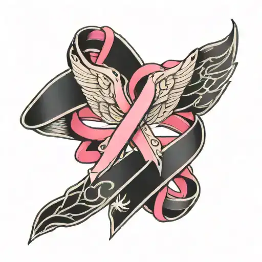 Breast Cancer Ribbon And Lung Cancer Ribbon Intertwined