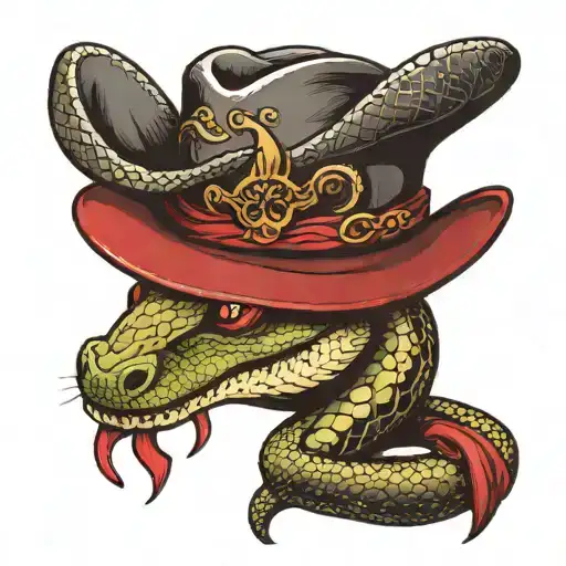 A Snake Weaing A Cowboy Hat And A Red Neck Bandana