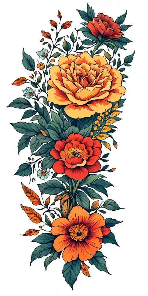 Beautiful Neotrqditional Sleeve With Various Famous Neotraditional Elements