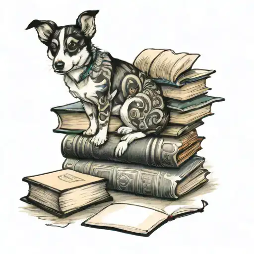 Books And A Dog Sitting