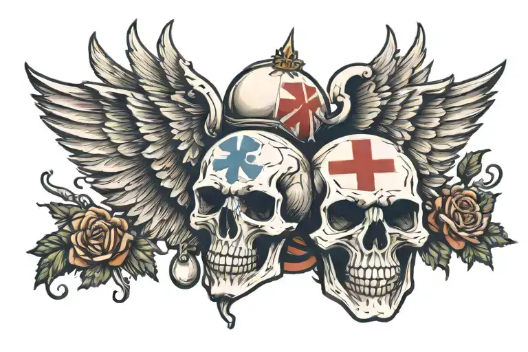 Skull St George Flag Wings