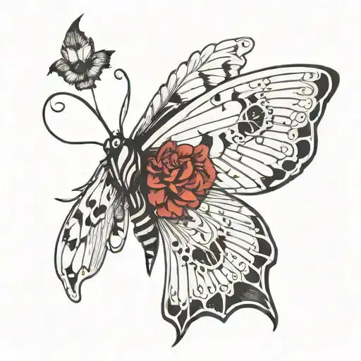 Black And White Moth With Skulls