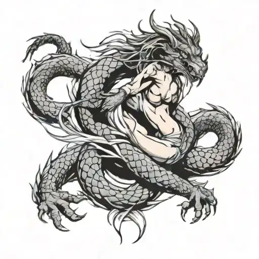 Dragon Wrapped Around A Sexy Woman