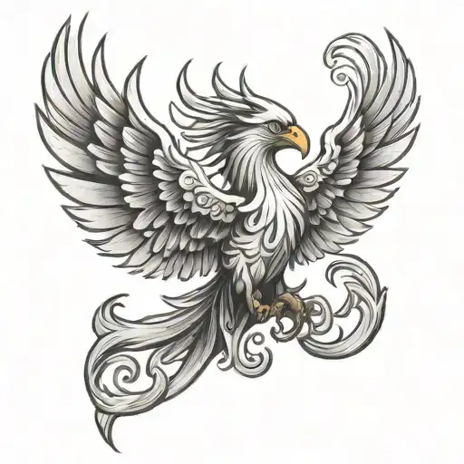 Phoenix Tattoo Black And White Sketch