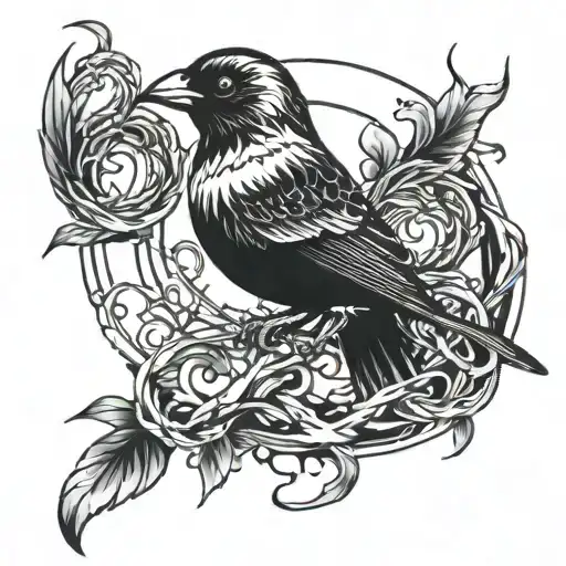 Infinity And Black Sparrow Bird