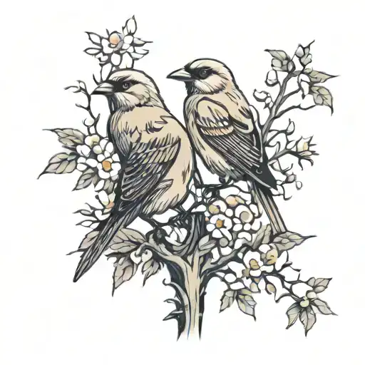 Birds On A Tree Growing