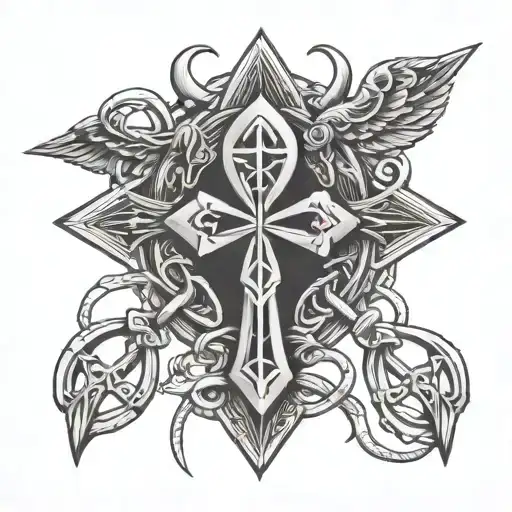 Ankh Over Cross Intertwined