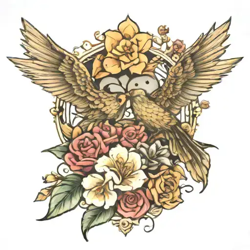 Flowers And Birds And Catholic Tattoo Michael