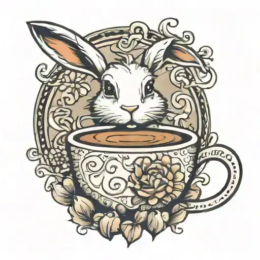Rabbit Holding A Coffee Cup