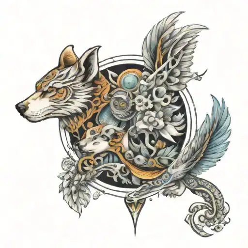 Evolution Sleeve Tattoo Design Combining Into Animals And Travel