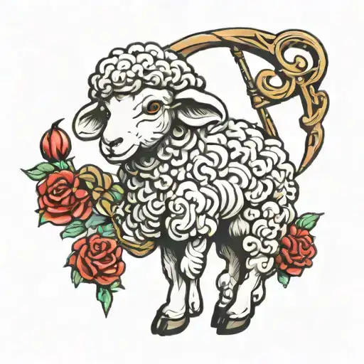 Sheep Baby With Sheppards Staff